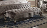 Versailles Fabric & Antique Platinum Bench - Ornate Home