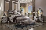 Versailles Fabric & Antique Platinum Bench - Ornate Home