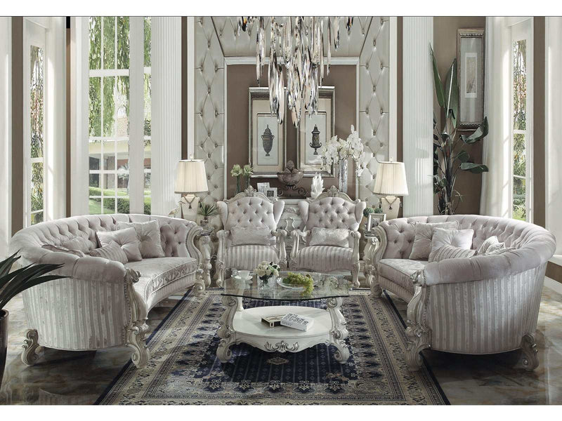 Versailles Ivory Velvet & Bone White Sofa w/5 Pillows - Ornate Home