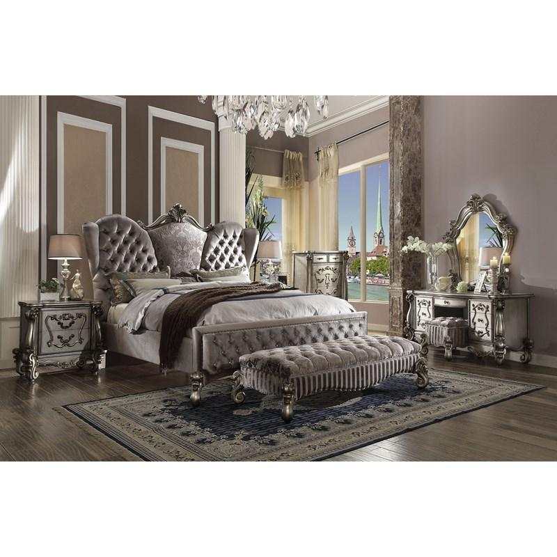 Versailles Antique Platinum Queen Bed - Ornate Home