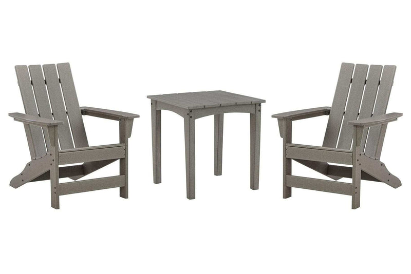 Visola Gray Outdoor Adirondack Chair Set w/ End Table - Ornate Home