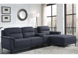 Walcher Gray Linen Sectional Sofa w/ Console - Ornate Home