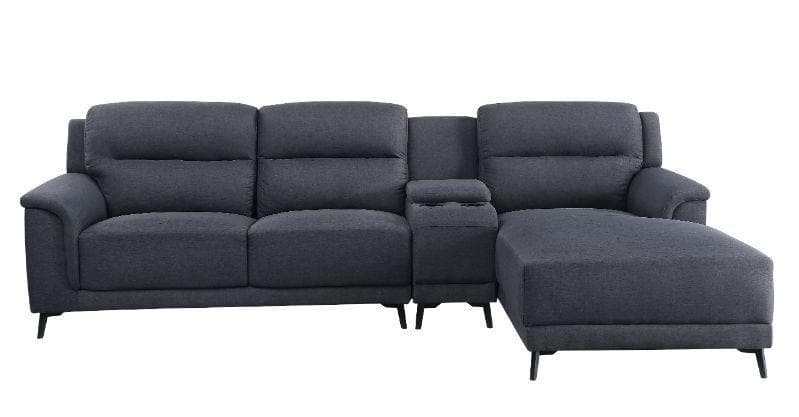 Walcher Gray Linen Sectional Sofa w/ Console - Ornate Home