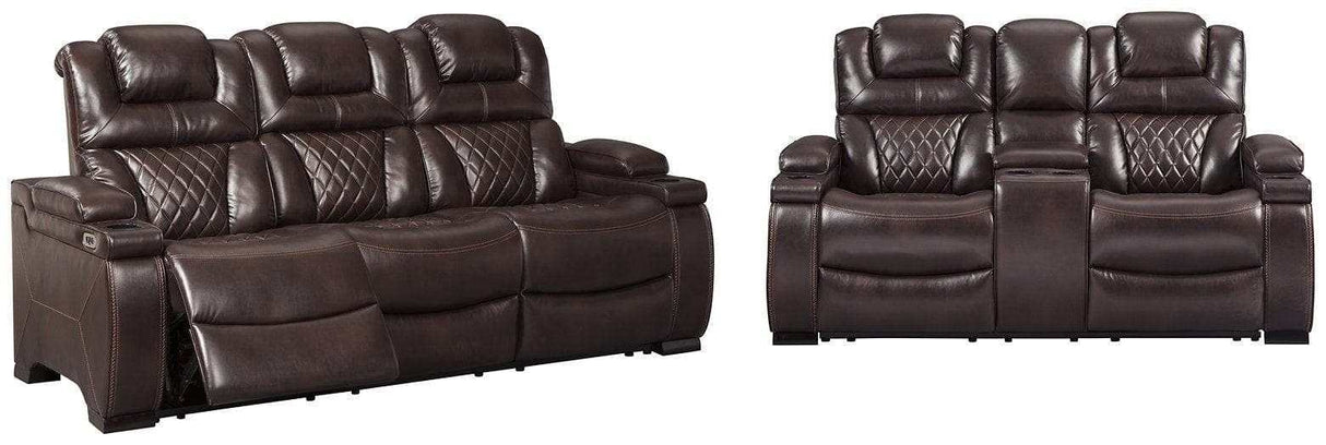 Warnerton Chocolate Power Reclining Sofa & Loveseat / 2pc - Ornate Home