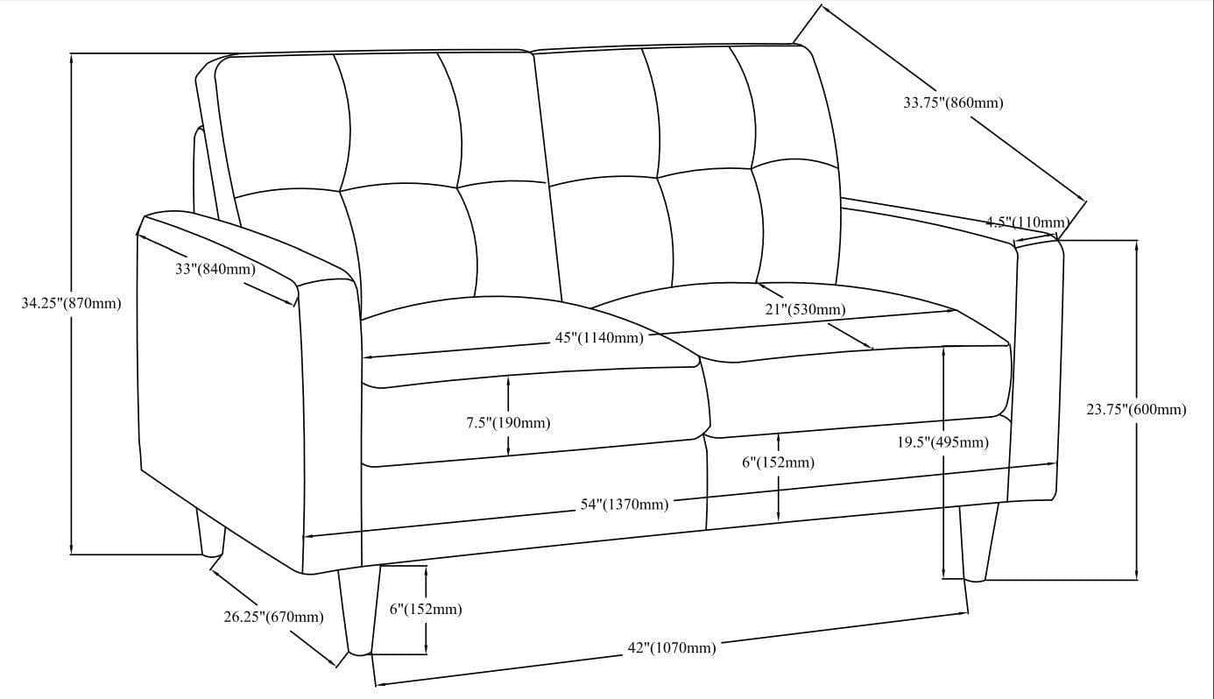 Watsonville Grey Stationary Loveseat - Ornate Home