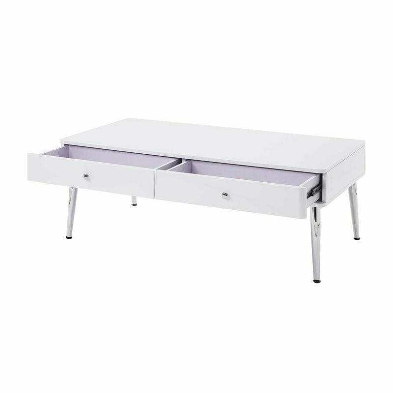 Weizor White High Gloss & Chrome Coffee Table - Ornate Home