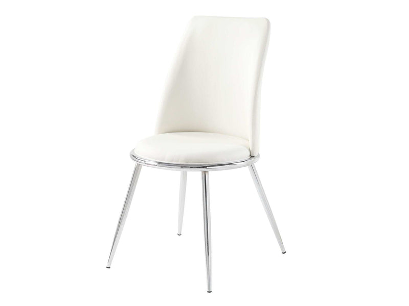 Weizor White PU & Chrome Side Chair - Ornate Home