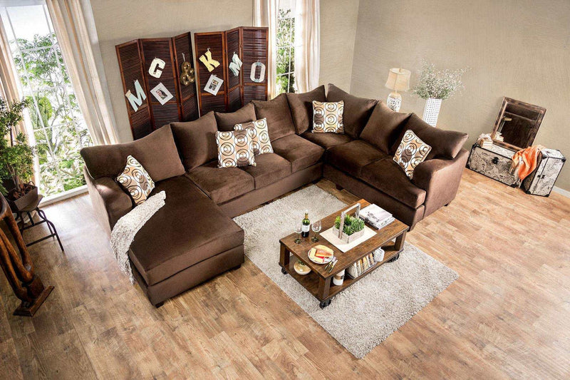 Wessington Chocolate U Shape Sectional Sofa - Ornate Home