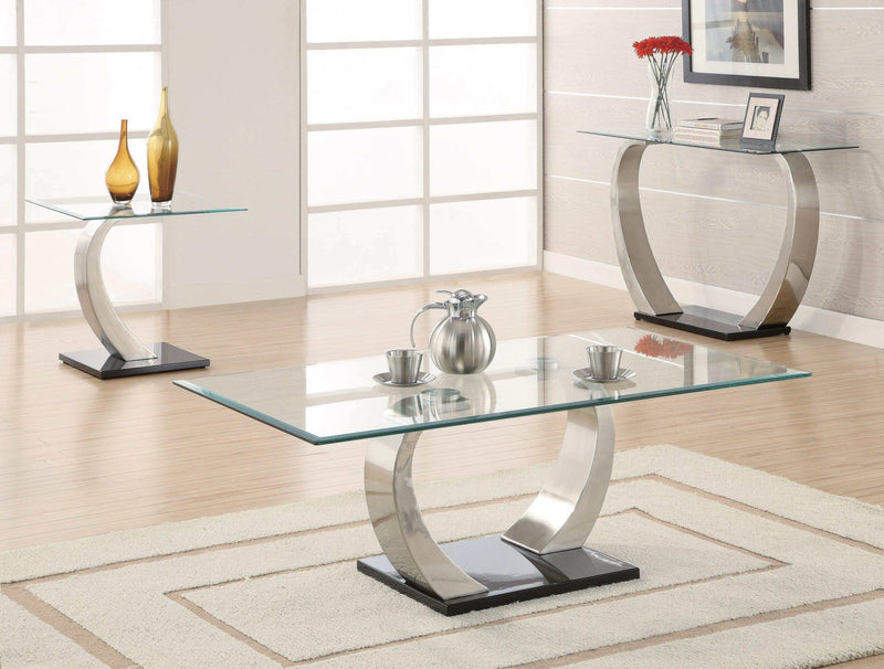 Willemse - Clear & Satin - Glass Top Sofa Table - Ornate Home