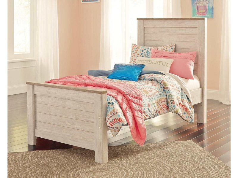 Willowton Whitewash Twin Panel Bed - Ornate Home