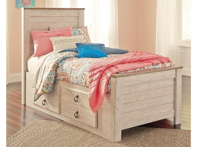 Willowton Twin Panel Bed w/ 2 Storage Drawers - Ornate Home