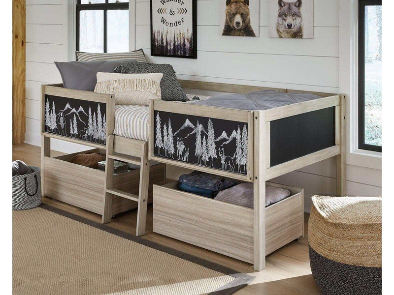 Wrenalyn Twin Loft Bed with Under Bed Bin Storage - Ornate Home