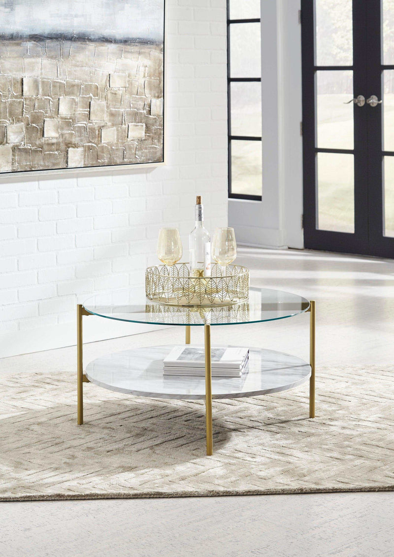 Wynora White & Gold Round Coffee Table - Ornate Home