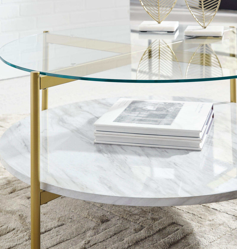Wynora White & Gold Round Coffee Table - Ornate Home