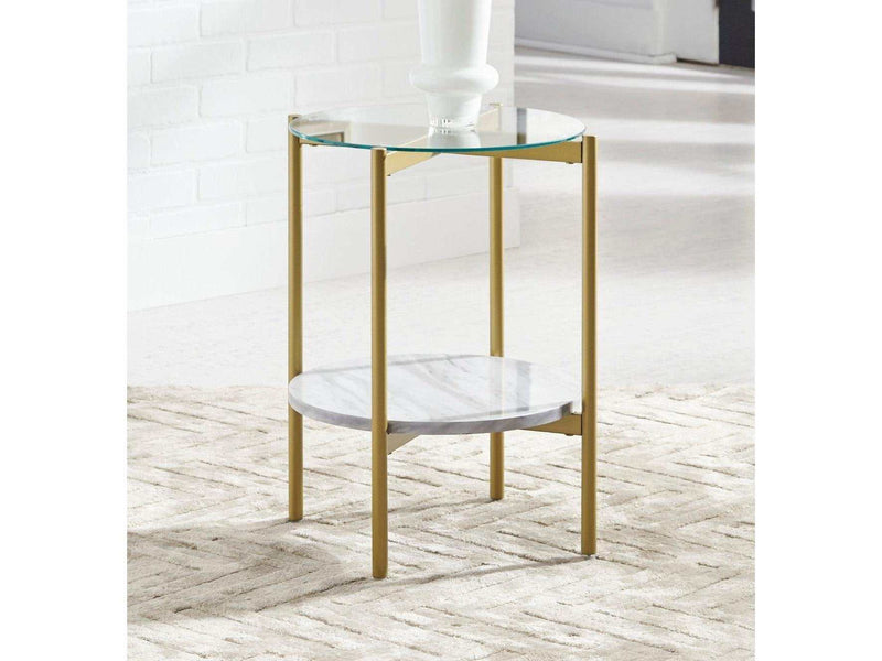Wynora White & Gold Round End Table - Ornate Home