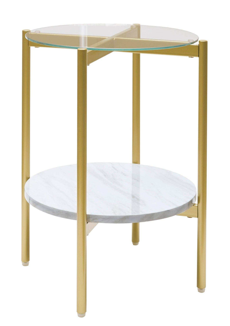 Wynora - White & Gold - Round End Table - Ornate Home
