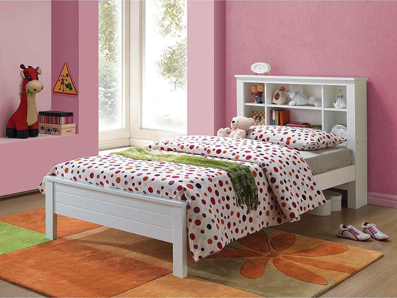 Yara - White - Twin Bed w/HB Bookcase - Ornate Home
