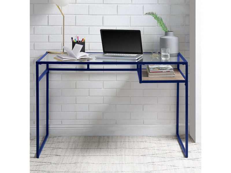 Yasin Blue & Glass Desk - Ornate Home