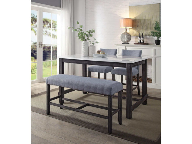 Yelena Marble & Weathered Espresso Counter Height Table - Ornate Home