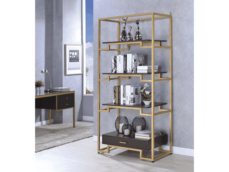 Yumia Gold & Clear Glass Bookshelf - Ornate Home