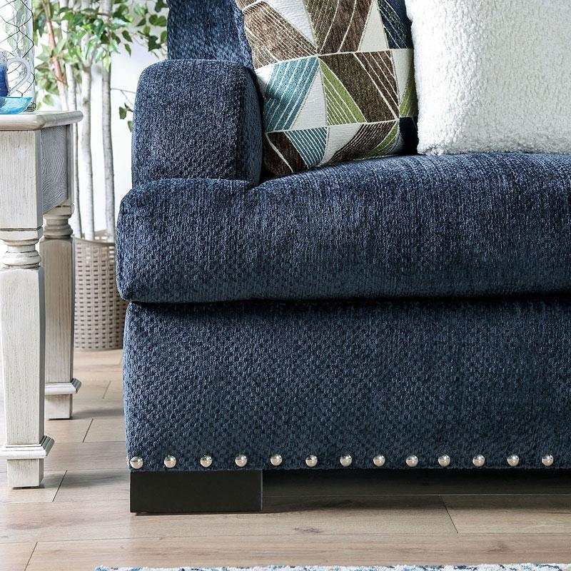 Zayla Navy Blue Stationary Sofa & Loveseat 2pc - Ornate Home