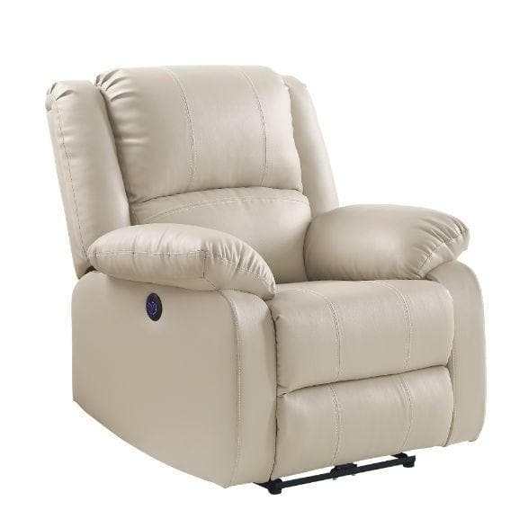 Zuriel - Beige Faux Leather - Power Recliner Chair - Ornate Home