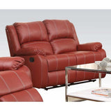 Zuriel Red Faux Leather Reclining Loveseat - Ornate Home